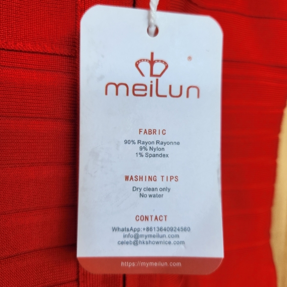 MEILUN Bandage Dress Red, Size Small, NWT - Picture 4 of 7
